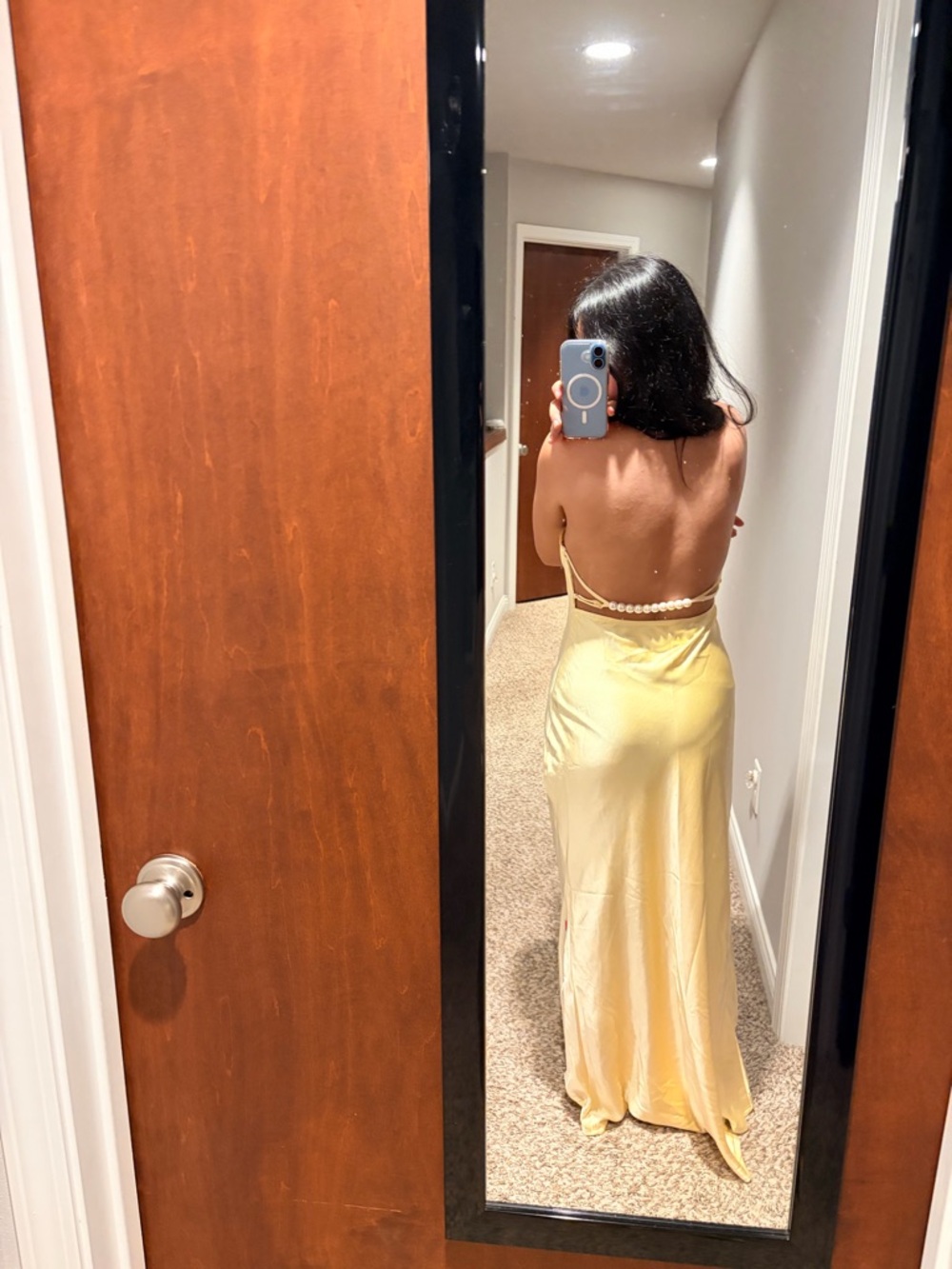 Gelato Pearl Strap Halter Maxi Dress | Butter - Picture 4 of 4